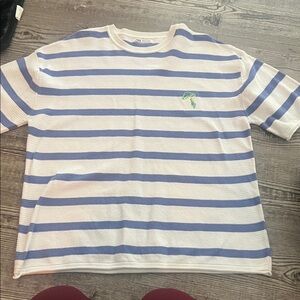 Zara Kids Blue and White Striped Tee